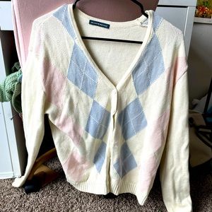 Brandy Melville yellow argyle cardigan
